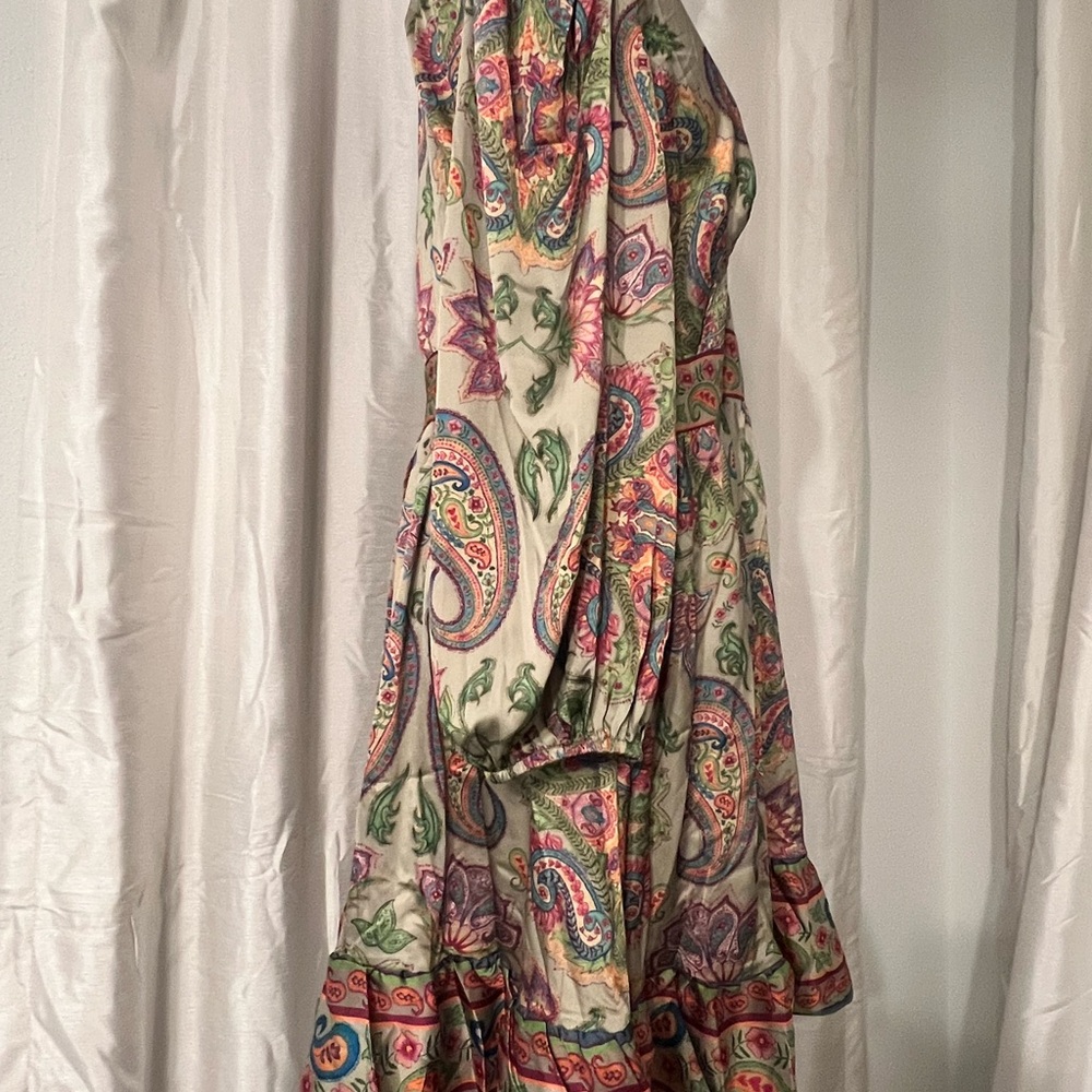 SHEIN X Marina Oliveira Multicolor Paisley Long Sleeve Dress Large - Picture 2 of 7